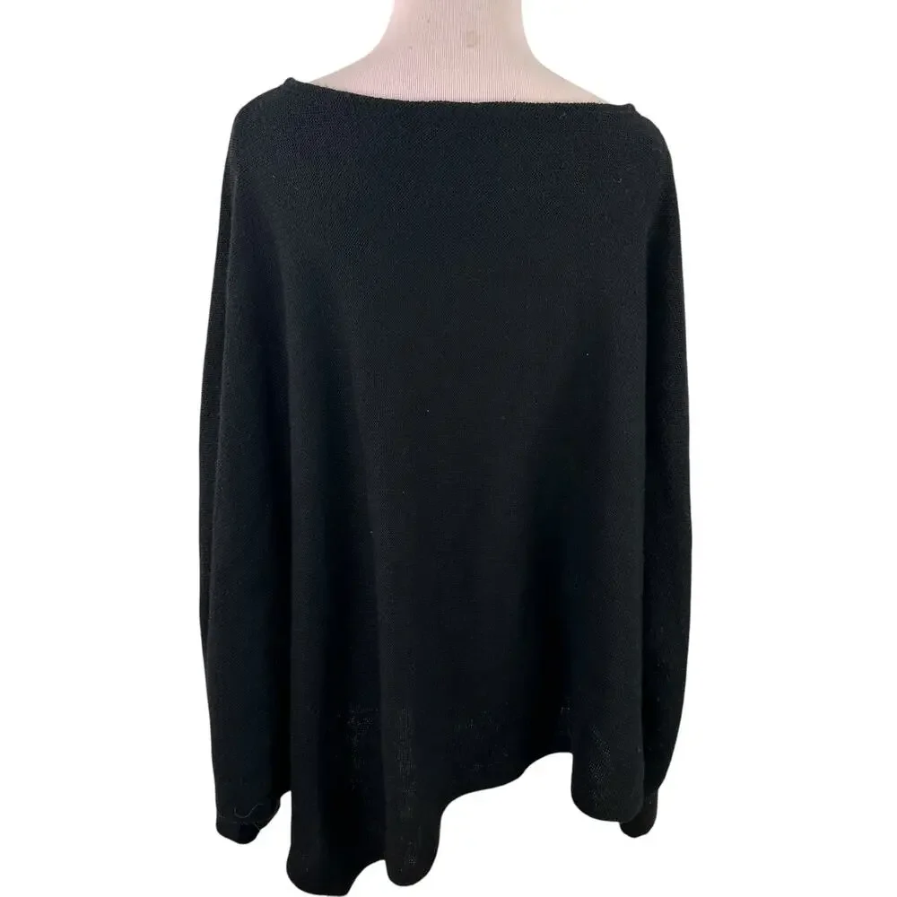 Kavu Wilhelmina Asymmetrical Black Sweater Dolman Long Sleeve Top Size One Size - Picture 5 of 8